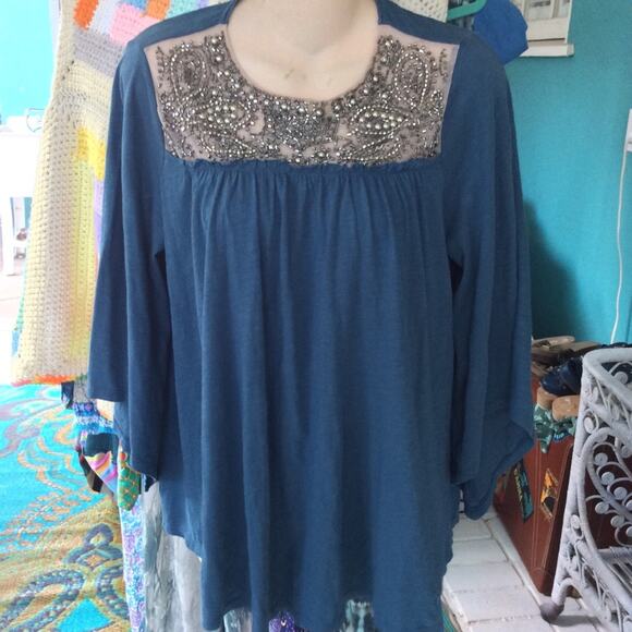 ANTHROPOLOGIE DELETTA BEADED FLOWY TOP XS - Picture 3 of 9
